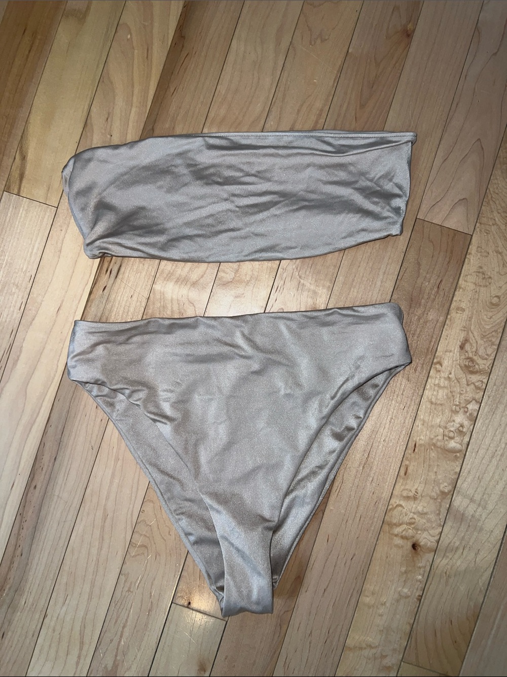 Pacsun Shimmery Neutral Two-Piece Bikini Set
